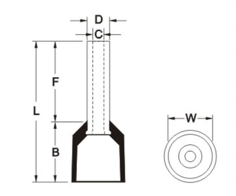 Copper Terminals manufacturer_Cord End Terminals drawing
