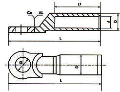 Copper Cable Lugs supplier_Copper Aluminum Cable Lug drawing